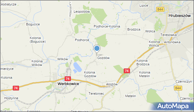 mapa Gozdów, Gozdów gmina Werbkowice na mapie Targeo