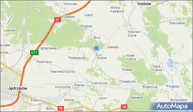 mapa Gozna, Gozna na mapie Targeo