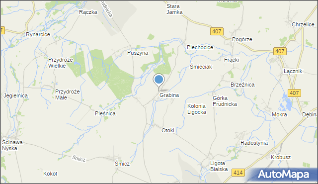 mapa Grabina, Grabina gmina Biała na mapie Targeo