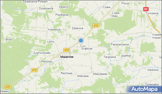 mapa Grąbków, Grąbków na mapie Targeo