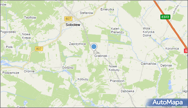 mapa Grabniak, Grabniak gmina Sobolew na mapie Targeo