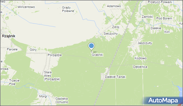 mapa Grabnik, Grabnik gmina Rząśnik na mapie Targeo