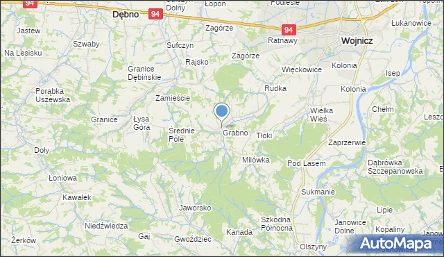 mapa Grabno, Grabno gmina Wojnicz na mapie Targeo