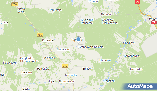 mapa Grabnowola-Kolonia, Grabnowola-Kolonia na mapie Targeo