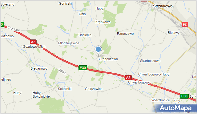 mapa Graboszewo, Graboszewo gmina Strzałkowo na mapie Targeo