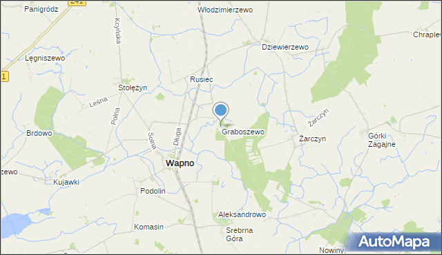 mapa Graboszewo, Graboszewo gmina Wapno na mapie Targeo