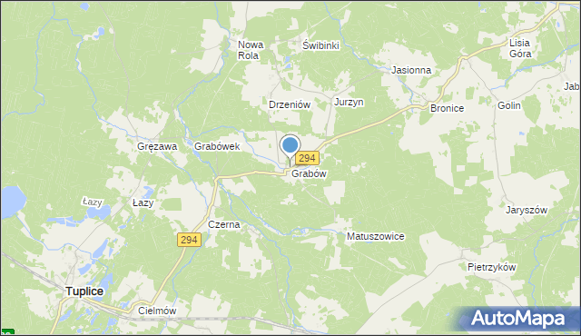 mapa Grabów, Grabów gmina Tuplice na mapie Targeo