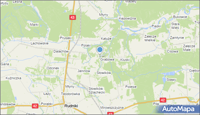 mapa Grabowa, Grabowa gmina Pątnów na mapie Targeo