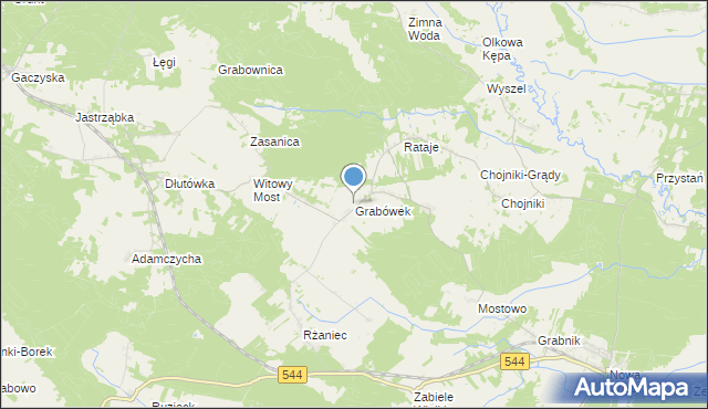 mapa Grabówek, Grabówek gmina Olszewo-Borki na mapie Targeo