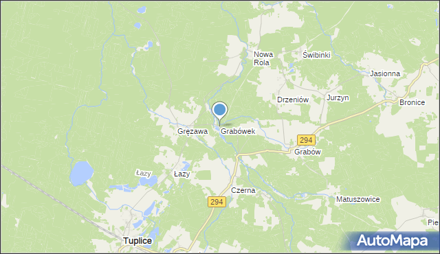 mapa Grabówek, Grabówek gmina Tuplice na mapie Targeo