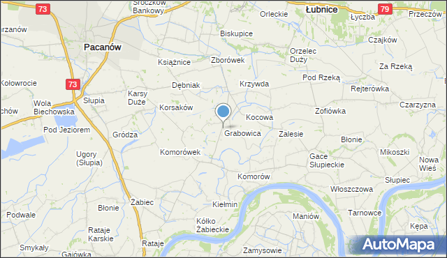 mapa Grabowica, Grabowica gmina Pacanów na mapie Targeo