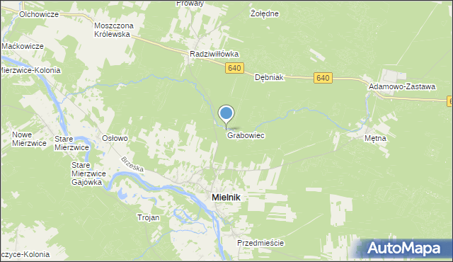 mapa Grabowiec, Grabowiec gmina Mielnik na mapie Targeo