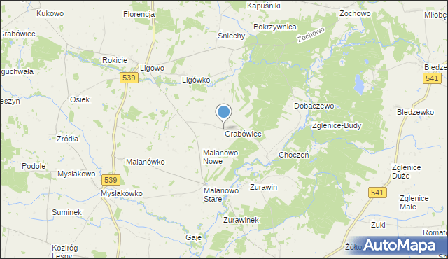 mapa Grabówiec, Grabówiec gmina Mochowo na mapie Targeo