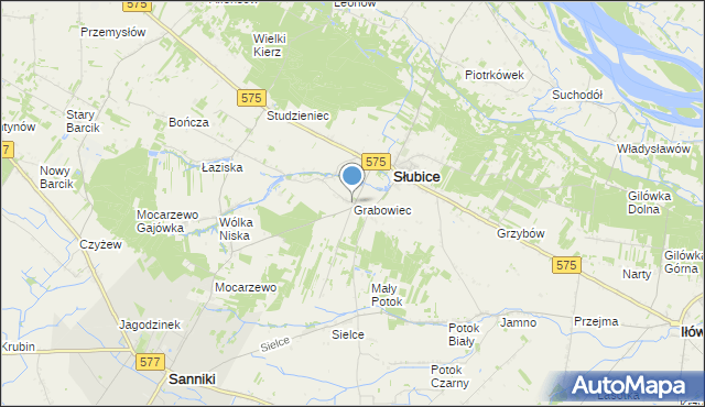 mapa Grabowiec, Grabowiec gmina Słubice na mapie Targeo