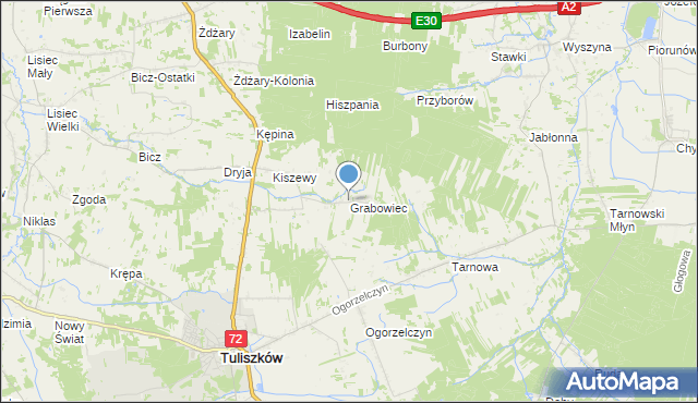 mapa Grabowiec, Grabowiec gmina Tuliszków na mapie Targeo
