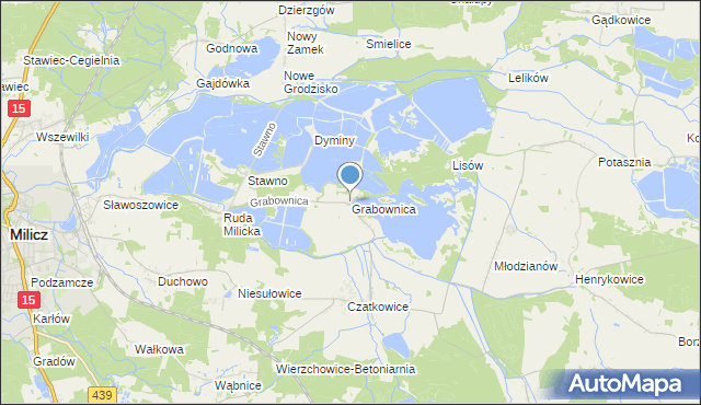 mapa Grabownica, Grabownica gmina Milicz na mapie Targeo