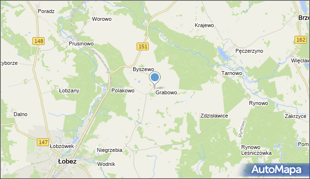 mapa Grabowo, Grabowo gmina Łobez na mapie Targeo
