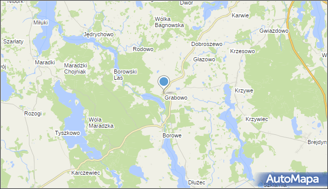 mapa Grabowo, Grabowo gmina Mrągowo na mapie Targeo