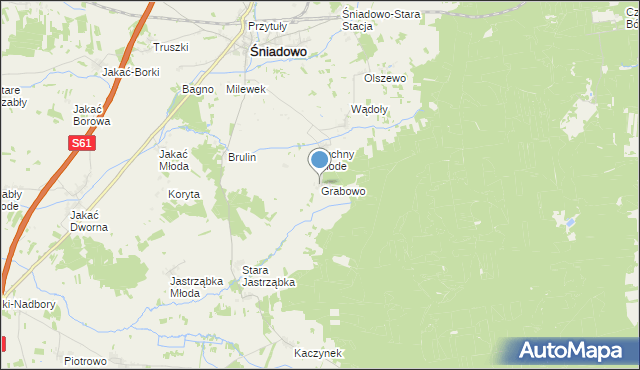 mapa Grabowo, Grabowo gmina Śniadowo na mapie Targeo