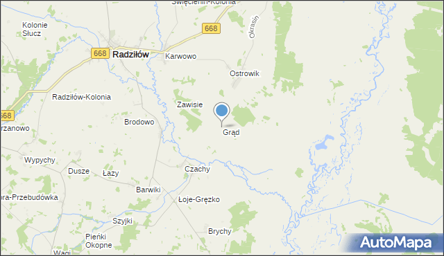 mapa Grąd, Grąd gmina Radziłów na mapie Targeo