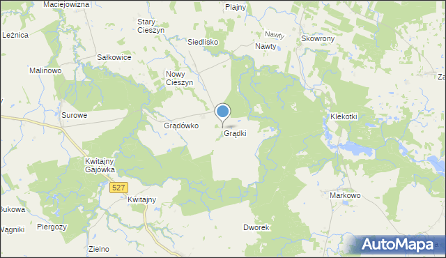mapa Grądki, Grądki gmina Godkowo na mapie Targeo