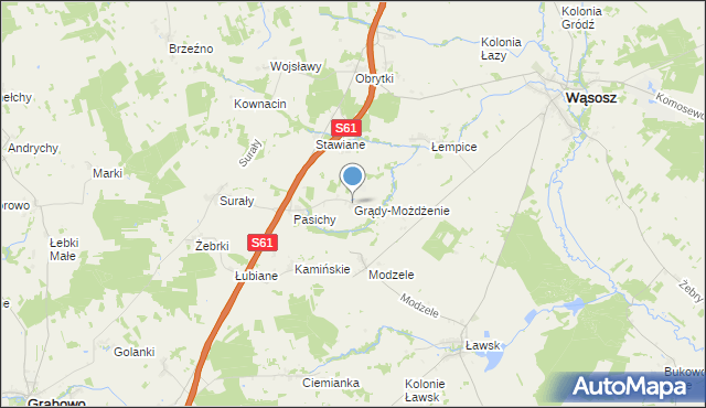 mapa Grądy-Możdżenie, Grądy-Możdżenie na mapie Targeo