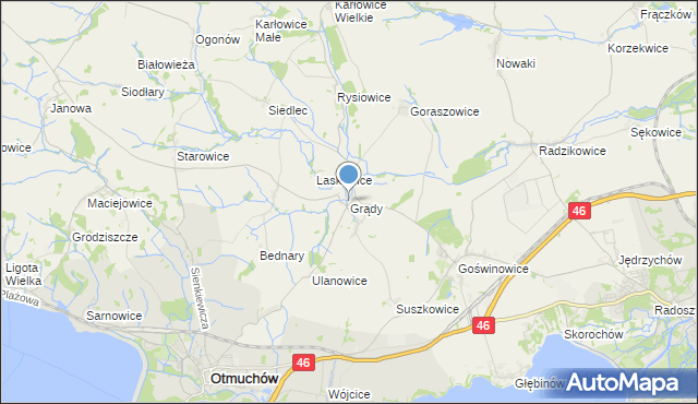 mapa Grądy, Grądy gmina Otmuchów na mapie Targeo