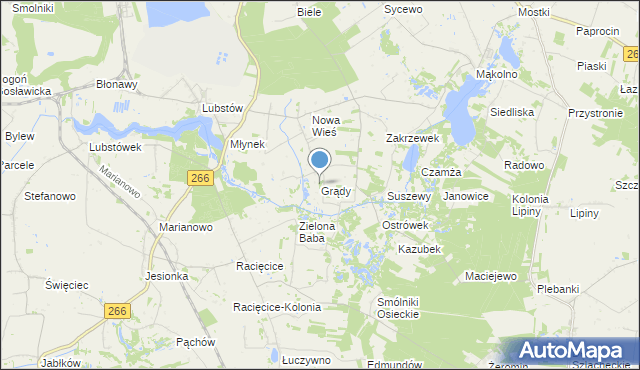 mapa Grądy, Grądy gmina Sompolno na mapie Targeo