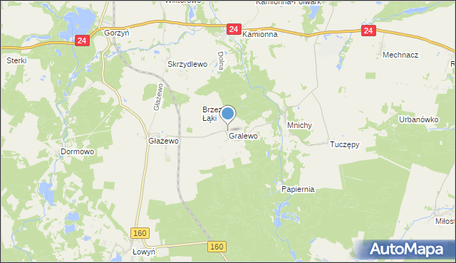 mapa Gralewo, Gralewo gmina Międzychód na mapie Targeo