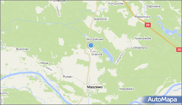 mapa Granice, Granice gmina Maszewo na mapie Targeo