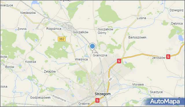 mapa Graniczna, Graniczna gmina Strzegom na mapie Targeo