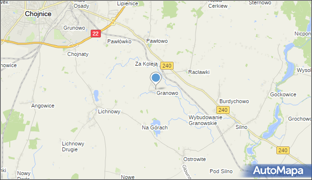 mapa Granowo, Granowo gmina Chojnice na mapie Targeo