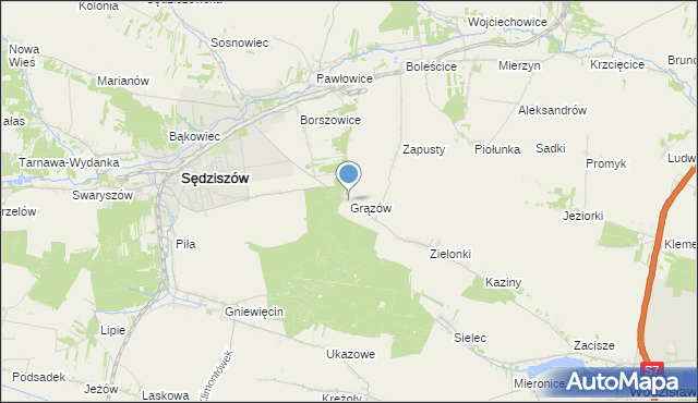 mapa Grązów, Grązów na mapie Targeo