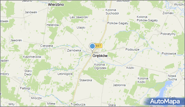 mapa Grębków, Grębków na mapie Targeo