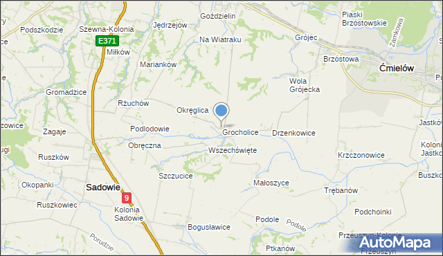 mapa Grocholice, Grocholice gmina Sadowie na mapie Targeo