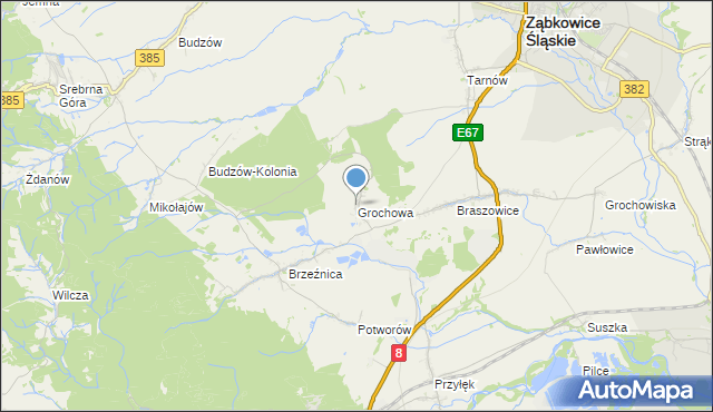 mapa Grochowa, Grochowa gmina Bardo na mapie Targeo