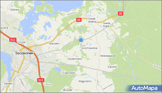 mapa Grochowiska, Grochowiska gmina Szczecinek na mapie Targeo