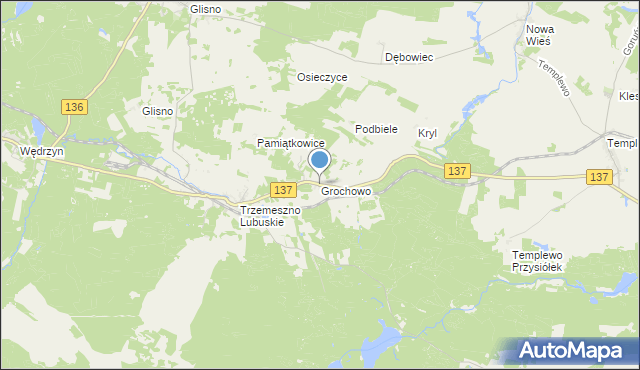 mapa Grochowo, Grochowo gmina Sulęcin na mapie Targeo