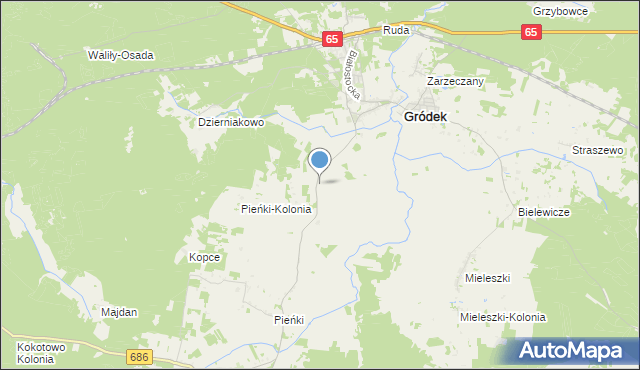 mapa Gródek-Kolonia, Gródek-Kolonia gmina Gródek na mapie Targeo