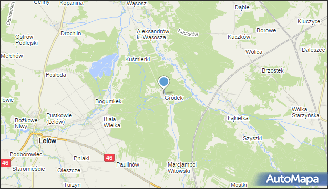 mapa Gródek, Gródek gmina Lelów na mapie Targeo