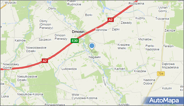 mapa Grodzisk, Grodzisk gmina Dmosin na mapie Targeo