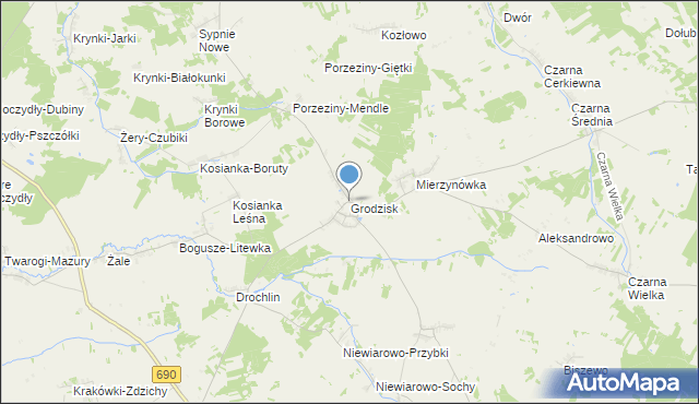 mapa Grodzisk, Grodzisk powiat siemiatycki na mapie Targeo
