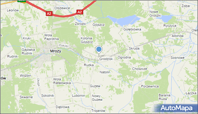 mapa Grodzisk, Grodzisk gmina Mrozy na mapie Targeo