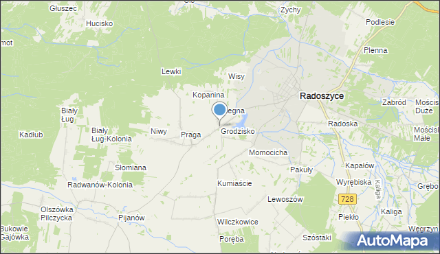 mapa Grodzisko, Grodzisko gmina Radoszyce na mapie Targeo