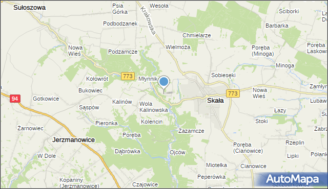 mapa Grodzisko, Grodzisko gmina Skała na mapie Targeo