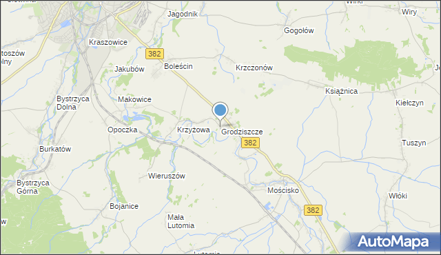 mapa Grodziszcze, Grodziszcze gmina Świdnica na mapie Targeo