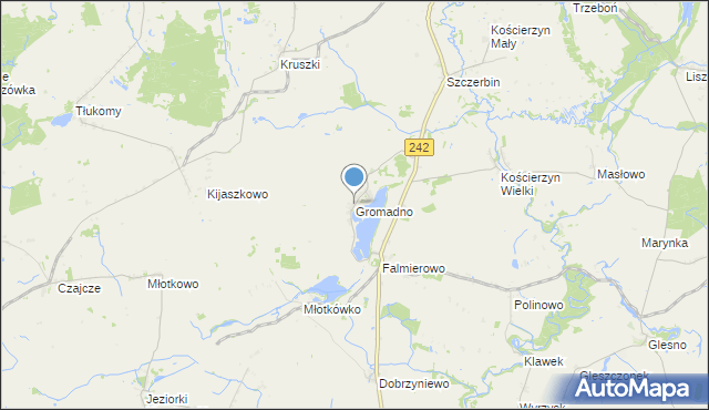 mapa Gromadno, Gromadno gmina Wyrzysk na mapie Targeo