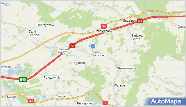 mapa Gronów, Gronów gmina Zgorzelec na mapie Targeo