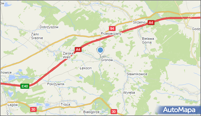 mapa Gronów, Gronów gmina Zgorzelec na mapie Targeo