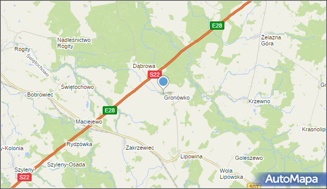 mapa Gronówko, Gronówko gmina Braniewo na mapie Targeo
